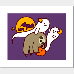 Cute Halloween Sloth Posters and Art